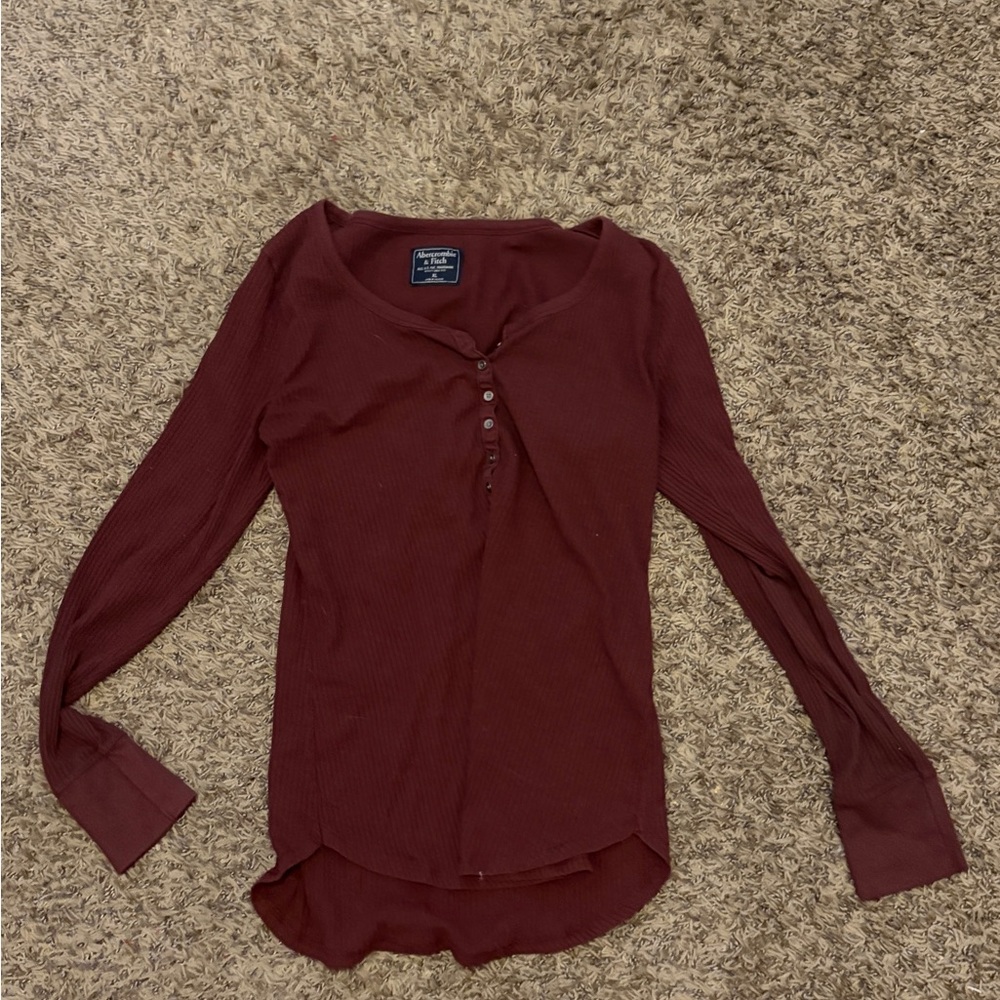 Abercrombie & Fitch Maroon Long Sleeve Tee